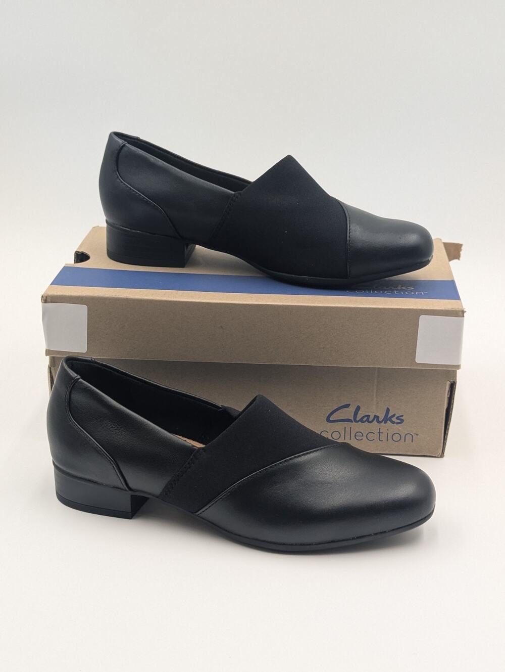 Clarks Collection Women's Size 5 Juliet Gem Black Leather Slip-On Shoes NEW